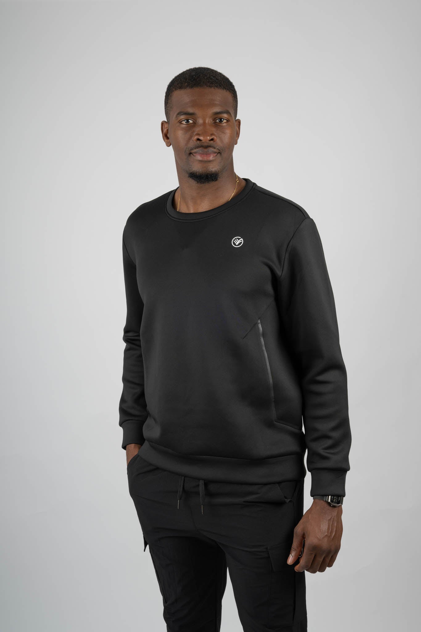 performance sweater – black | premium athletic crewneck | galvis sports