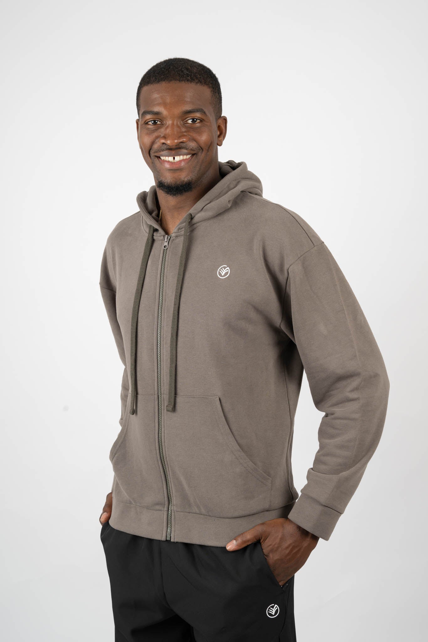 taupe zip hoodie | premium athletic zip-up hoodie | galvis sports