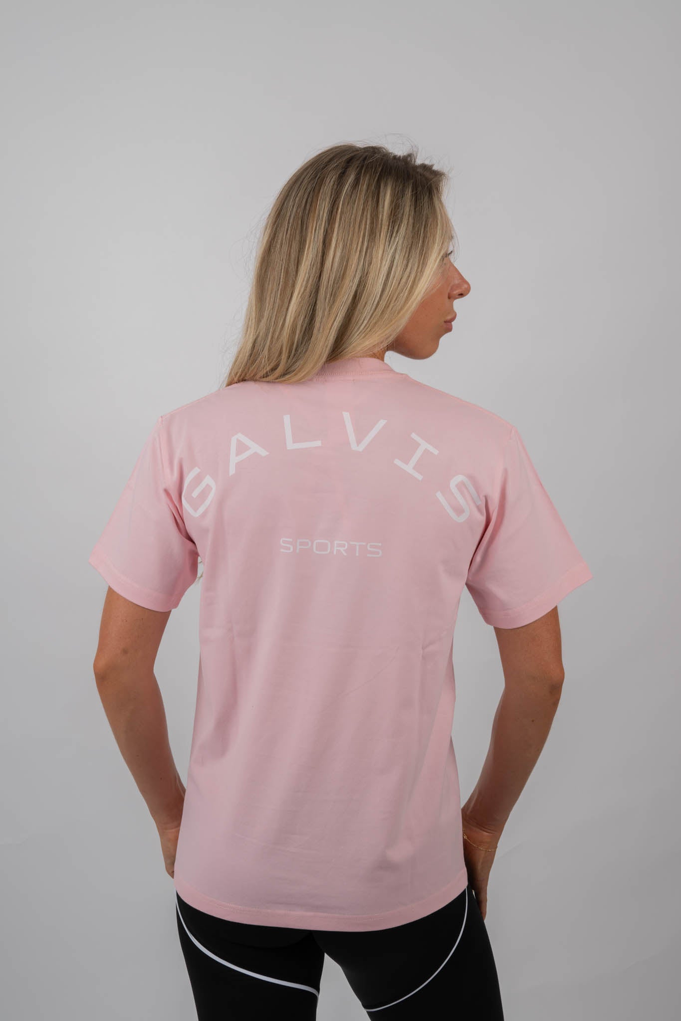 classic pink big logo t-shirt | women’s athletic streetwear tee | galvis sports