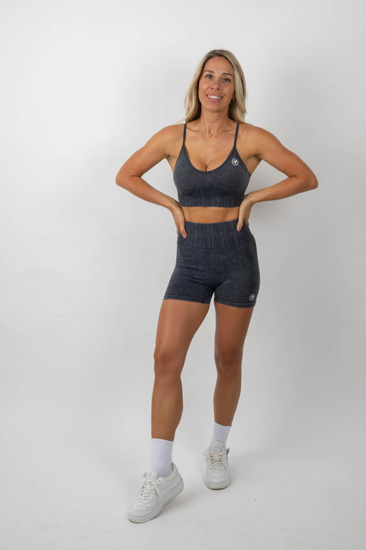 Seamless Ribbed Bra & Training Shorts Set