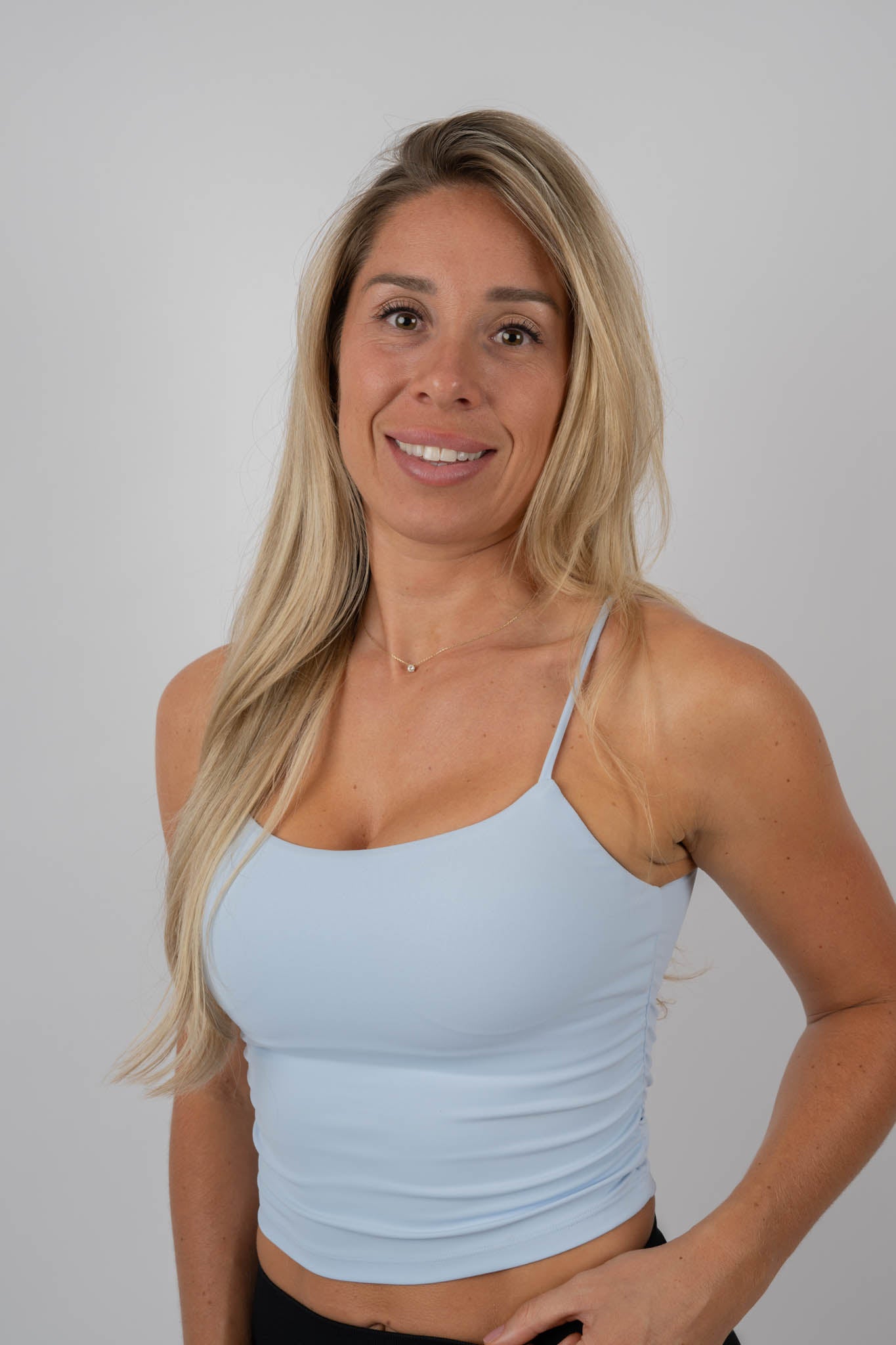 essential support sports bra – light blue | women’s gym bra | galvis sports