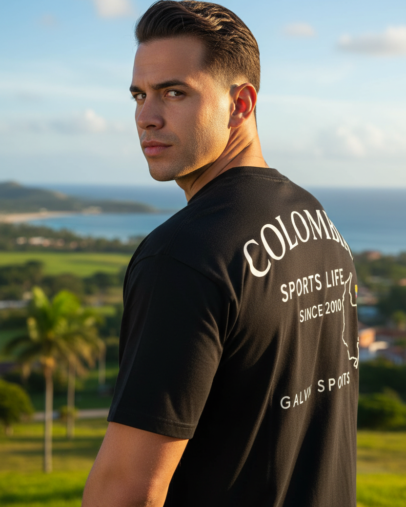 Black Cotton Colombia T-Shirt Galvis Sports