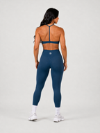 Seamless Leggings & T-Back Sports Bra Set – Navy Blue | Sculpting Gym Set | Galvis Sports