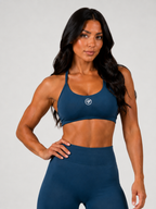 Seamless Leggings & T-Back Sports Bra Set – Navy Blue | Sculpting Gym Set | Galvis Sports