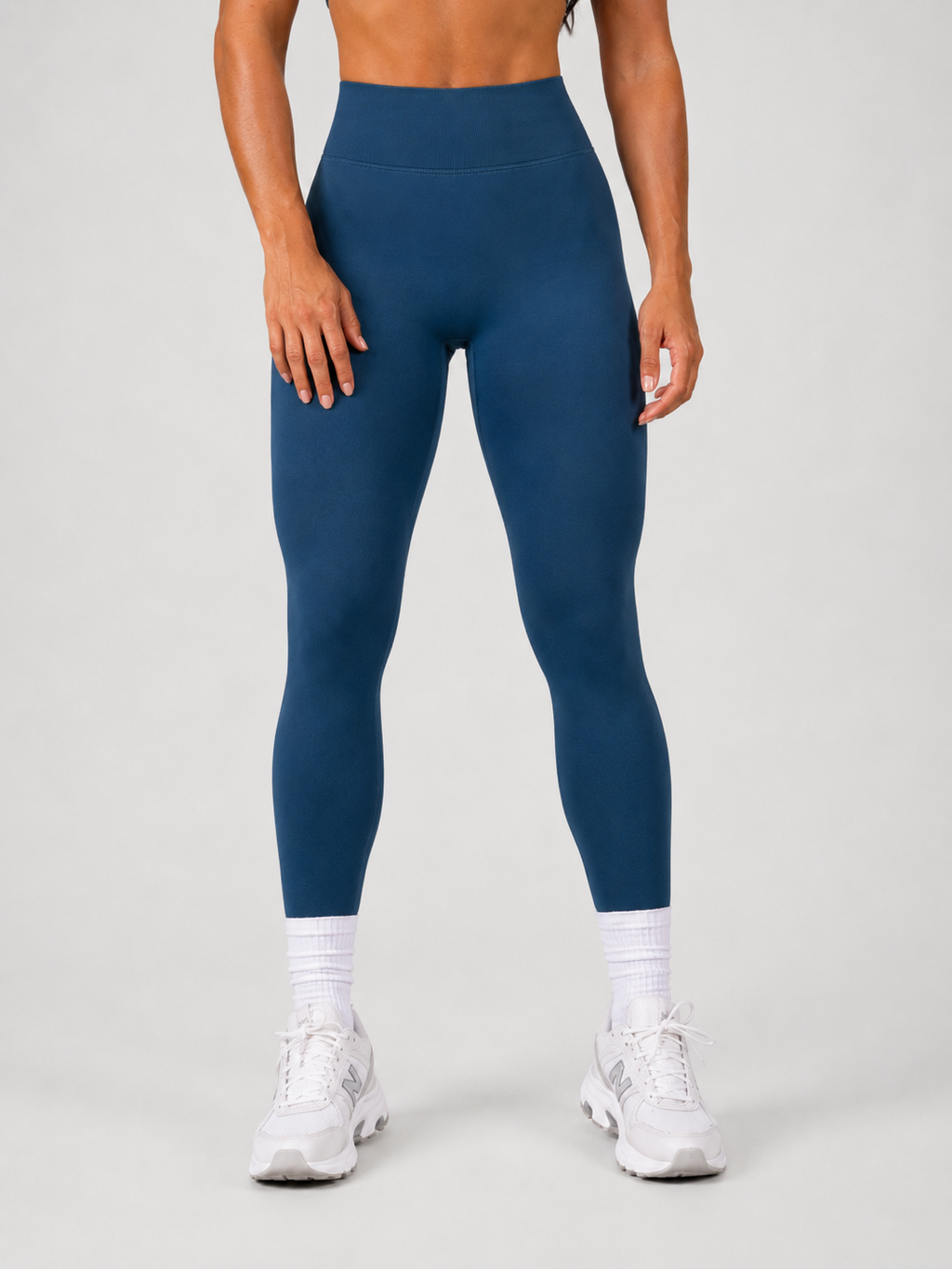 Seamless Leggings & T-Back Sports Bra Set – Navy Blue | Sculpting Gym Set | Galvis Sports