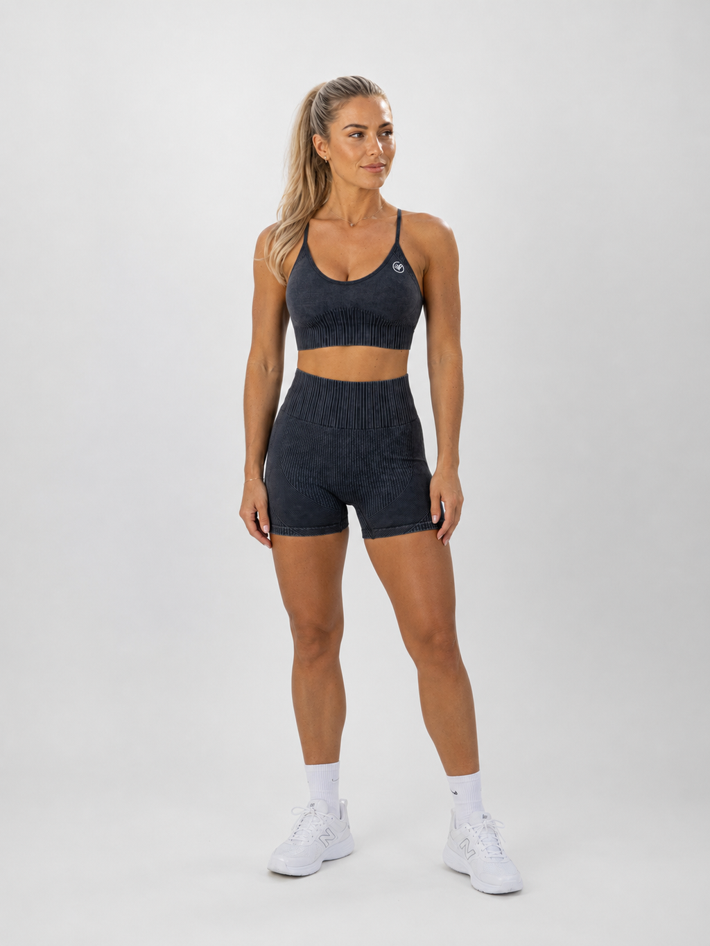 Seamless Ribbed Bra & Training Shorts Set – Black | Sculpting Gym Set | Galvis Sports