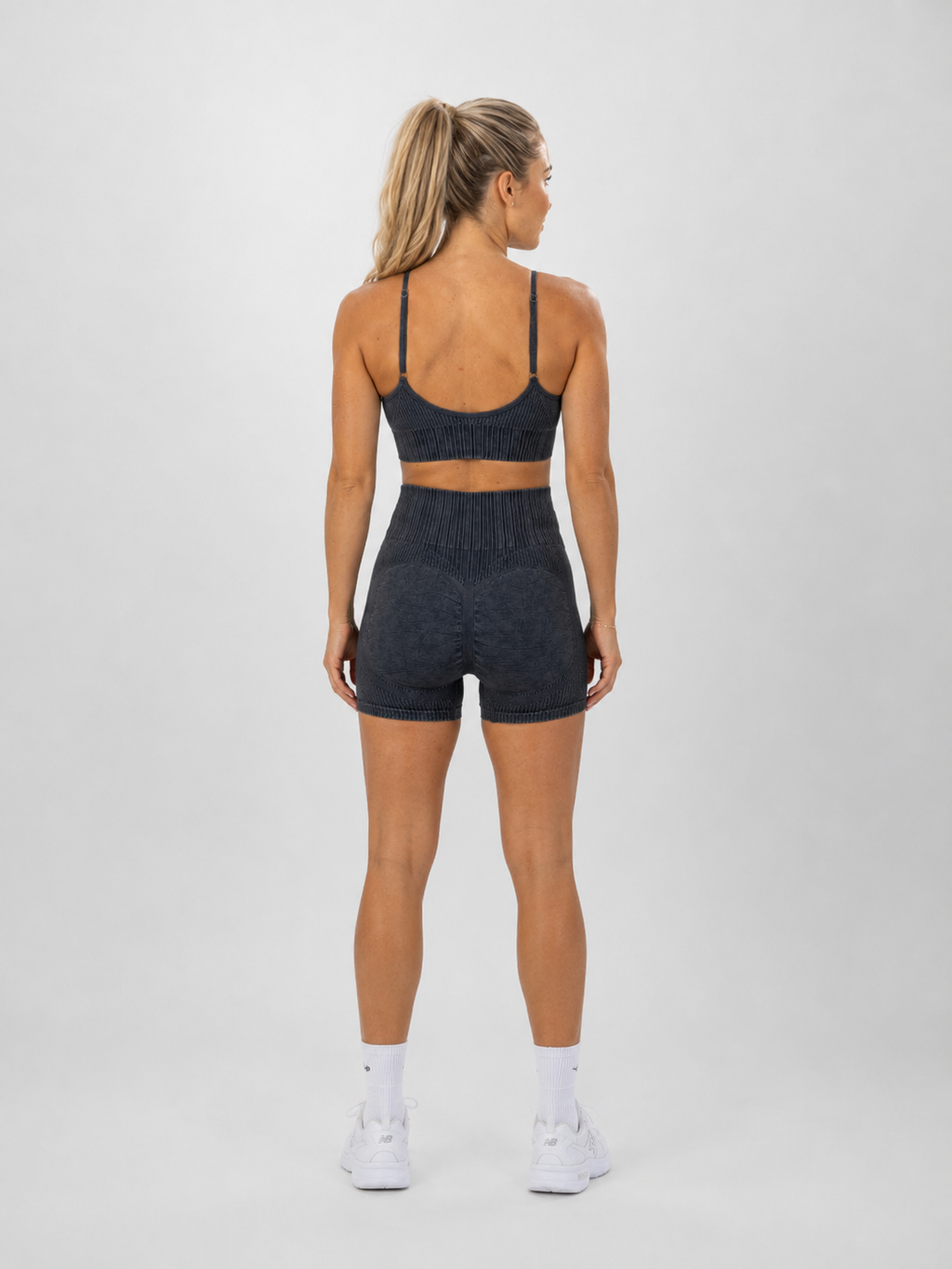 Seamless Ribbed Bra & Training Shorts Set – Black | Sculpting Gym Set | Galvis Sports