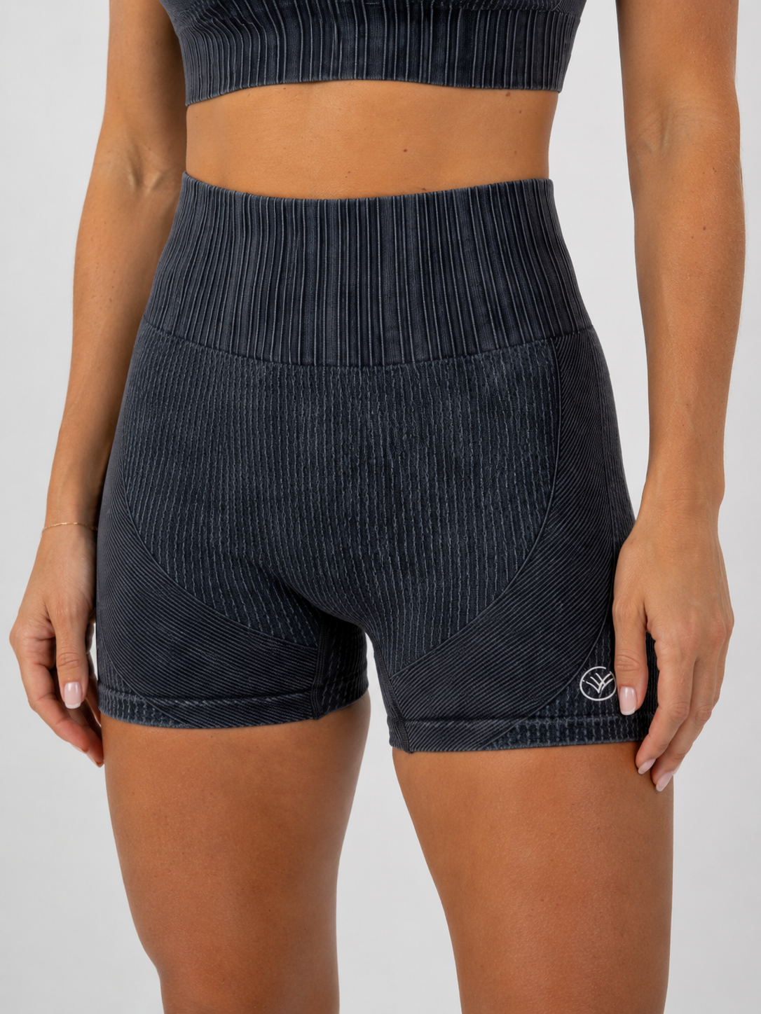 Seamless Ribbed Bra & Training Shorts Set – Black | Sculpting Gym Set | Galvis Sports