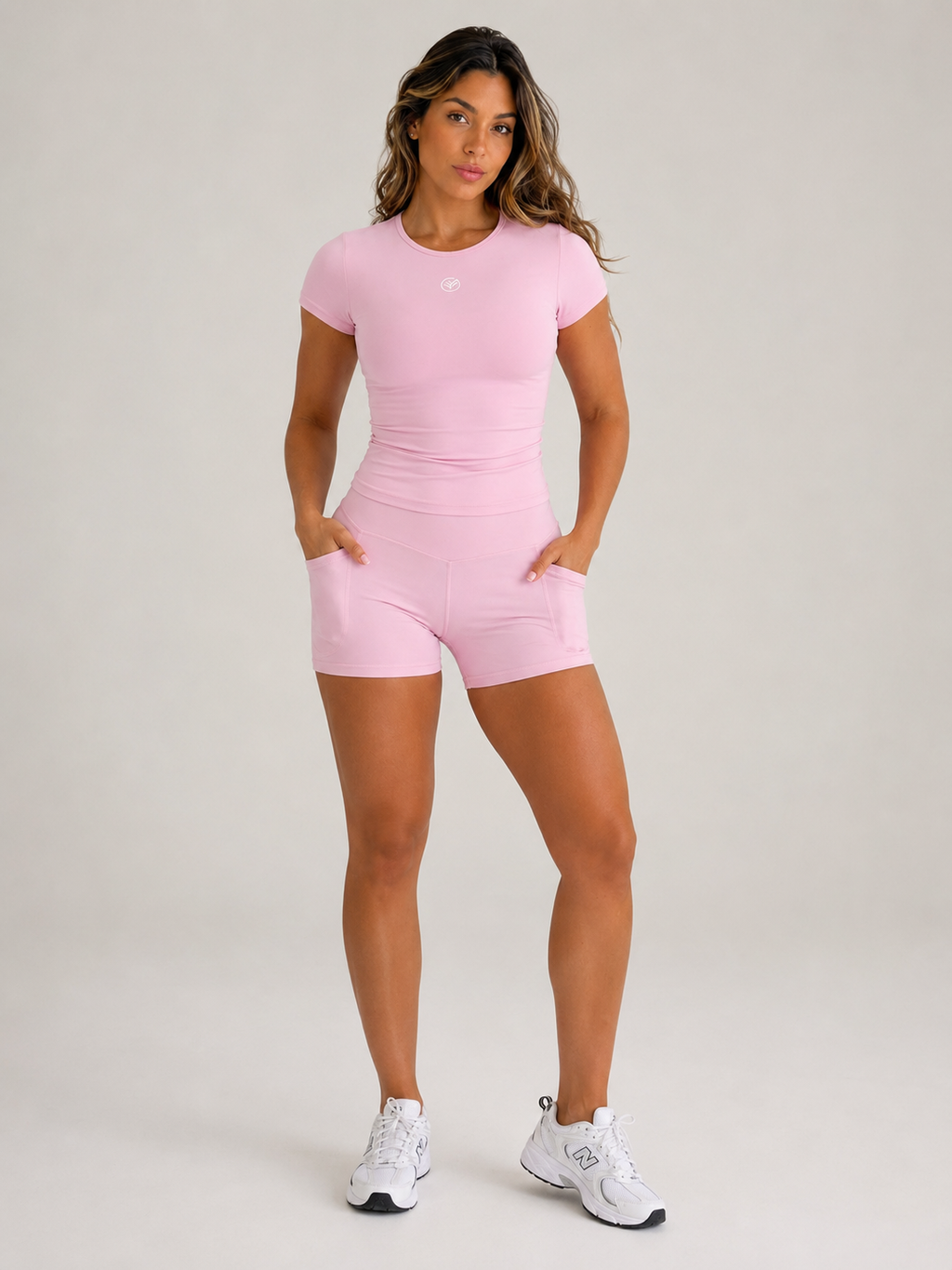 Seamless Short Set – Blush Pink | Women’s Sculpting Gym Set | Galvis Sports