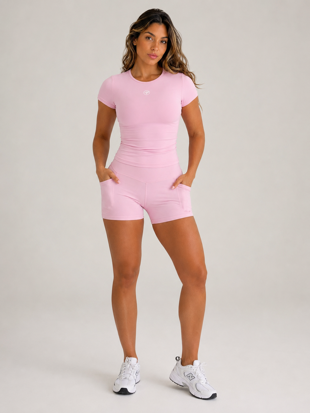 Seamless Short Set – Blush Pink | Women’s Sculpting Gym Set | Galvis Sports