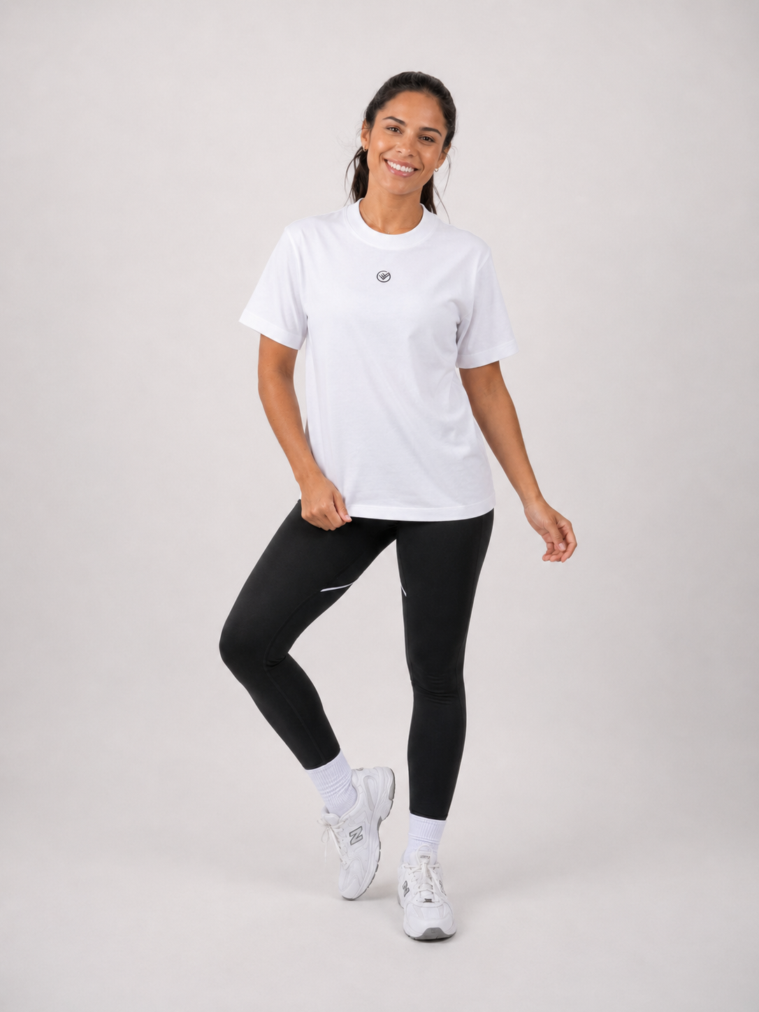 White Big Logo T-Shirt Women | Athletic Streetwear Tee | Galvis Sports