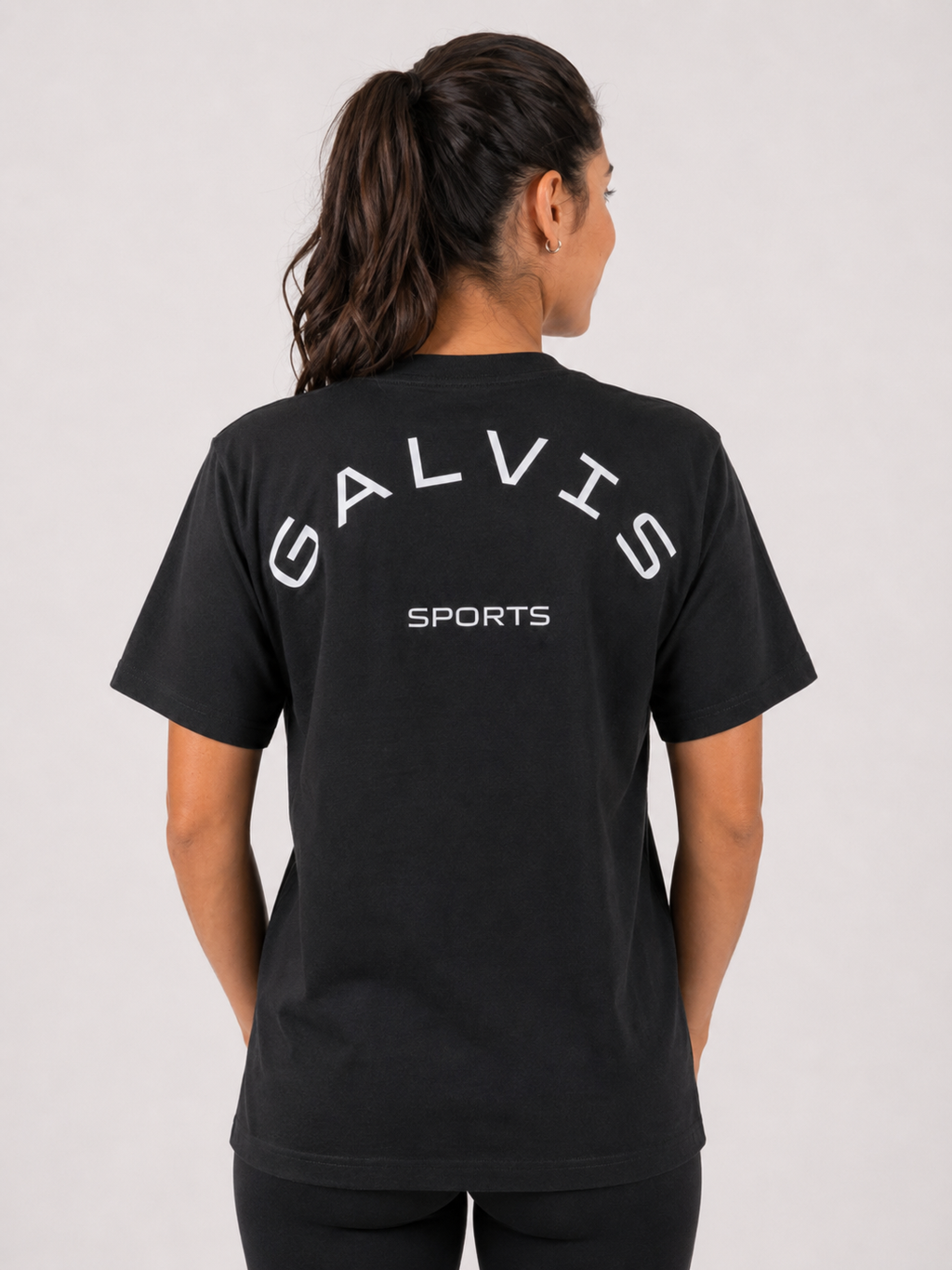Black Big Logo T-Shirt Women | Athletic Streetwear Tee | Galvis Sports