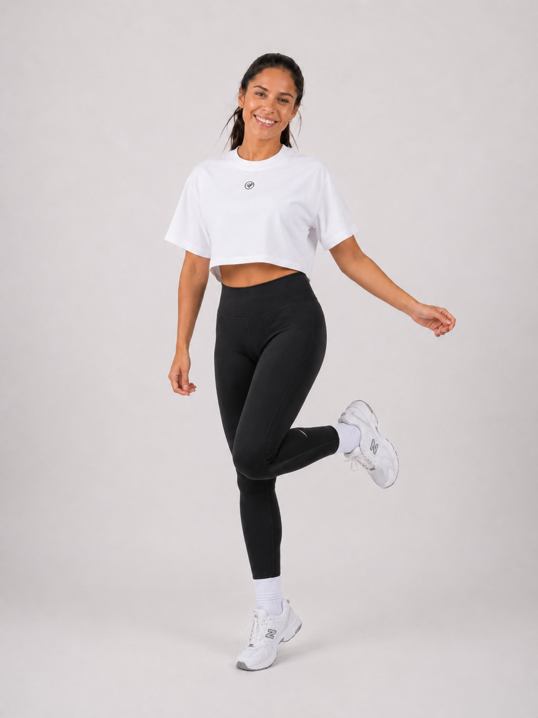 Cropped Training Tee – White | Women’s Athletic Crop Top | Galvis Sports