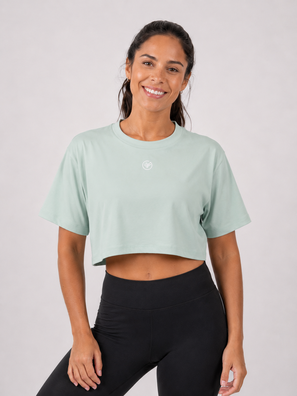 Cropped Training Tee – Mint Green | Women’s Athletic Crop Top | Galvis Sports