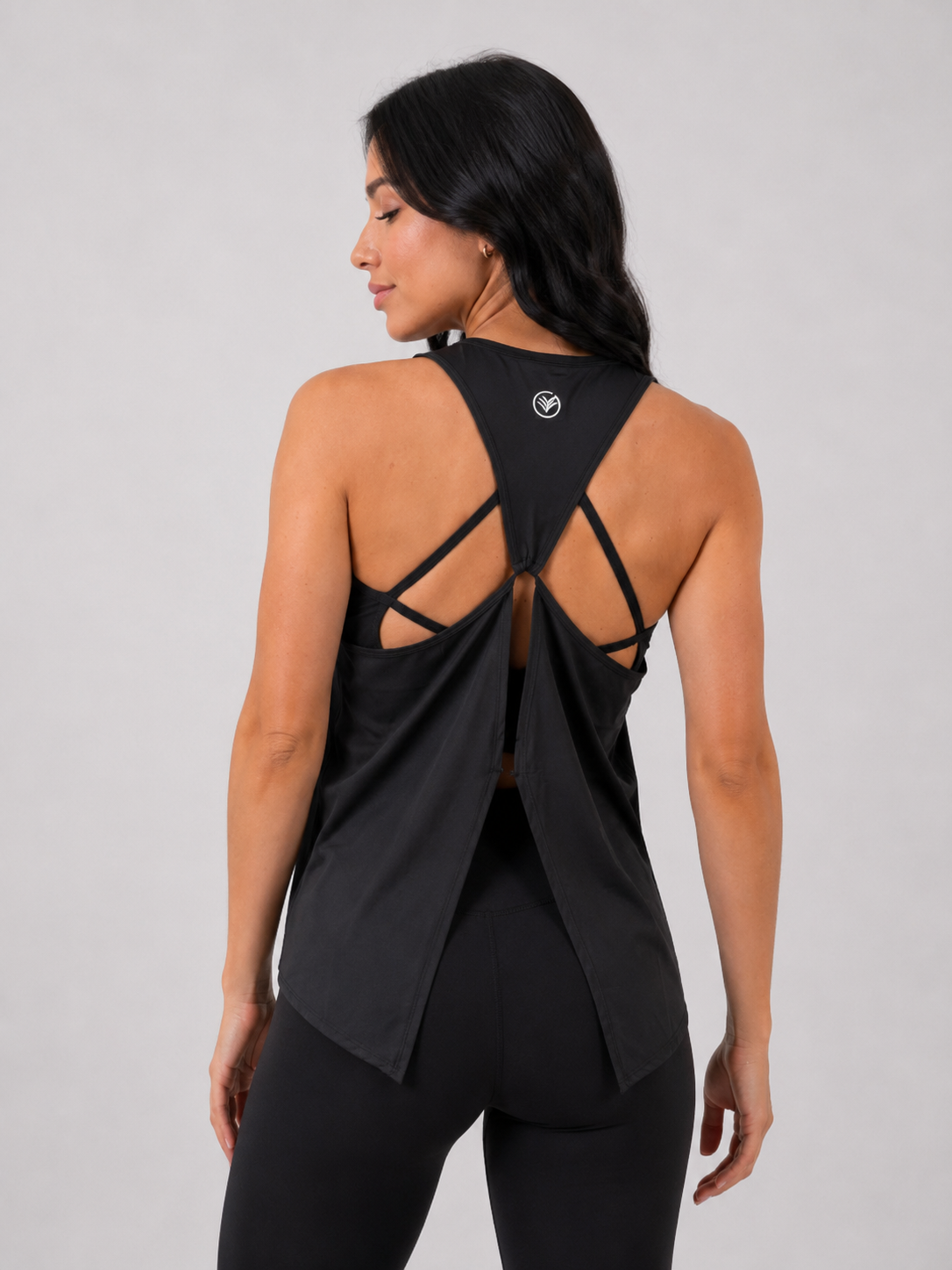 Open Back Performance Tank – Black | Women’s Gym Tank Top | Galvis Sports