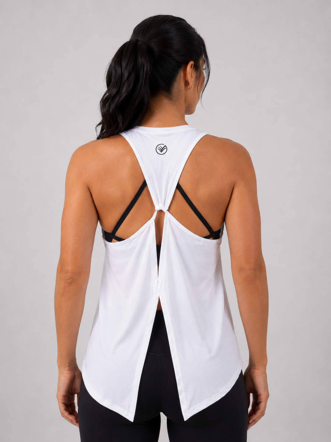 Open Back Performance Tank – White | Women’s Gym Tank Top | Galvis Sports
