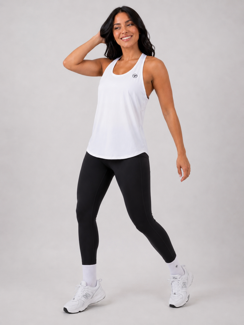 Open Back Performance Tank – White | Women’s Gym Tank Top | Galvis Sports