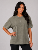 Washed Oversized T-Shirt – Army Green | Women’s Streetwear Tee | Galvis Sports
