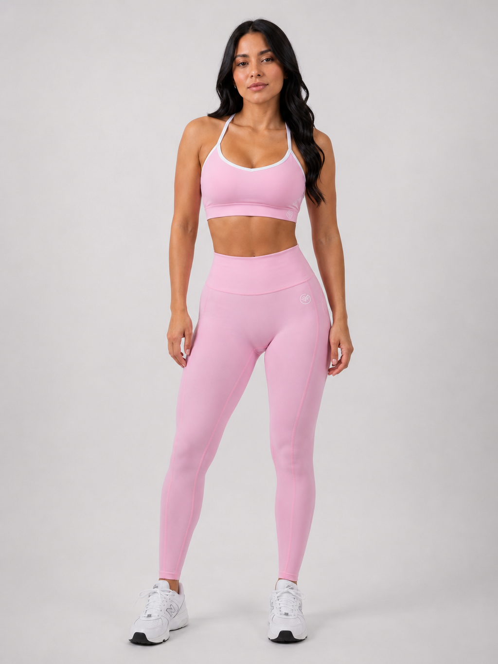 Light Pink & White Contour Set (Legging & Bra) | Seamless Gym Set | Galvis Sports
