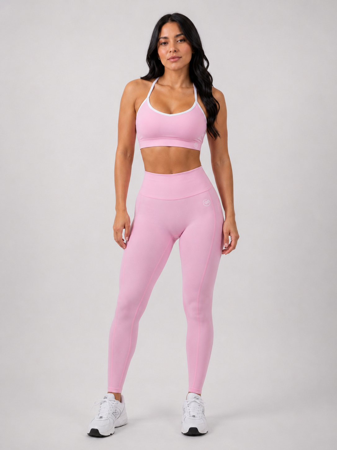 Light Pink & White Contour Set (Legging & Bra) | Seamless Gym Set | Galvis Sports