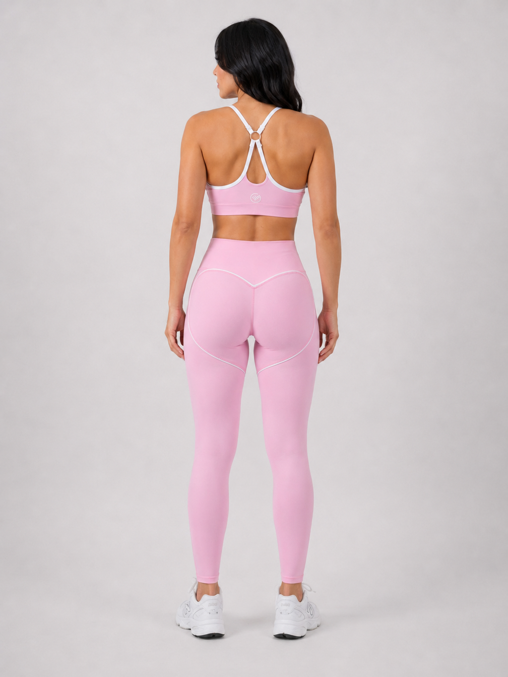 Light Pink & White Contour Set (Legging & Bra) | Seamless Gym Set | Galvis Sports