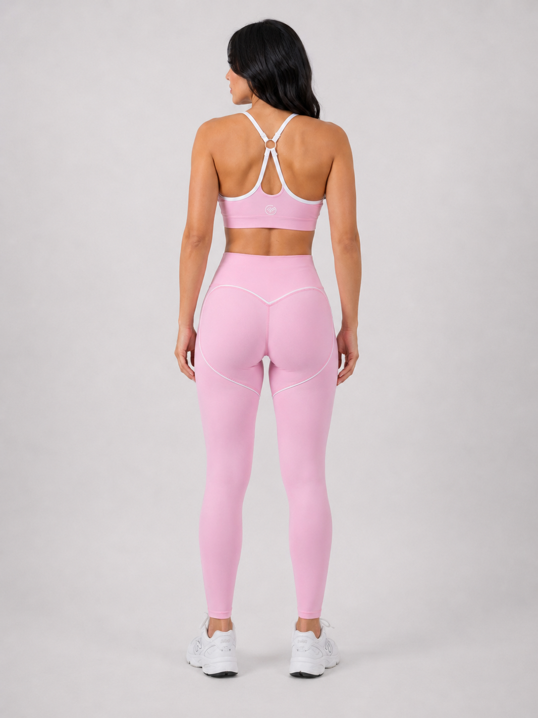 Light Pink & White Contour Set (Legging & Bra) | Seamless Gym Set | Galvis Sports