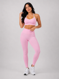 Light Pink & White Contour Set (Legging & Bra) | Seamless Gym Set | Galvis Sports