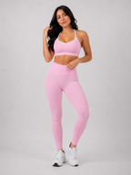 Light Pink & White Contour Set (Legging & Bra) | Seamless Gym Set | Galvis Sports