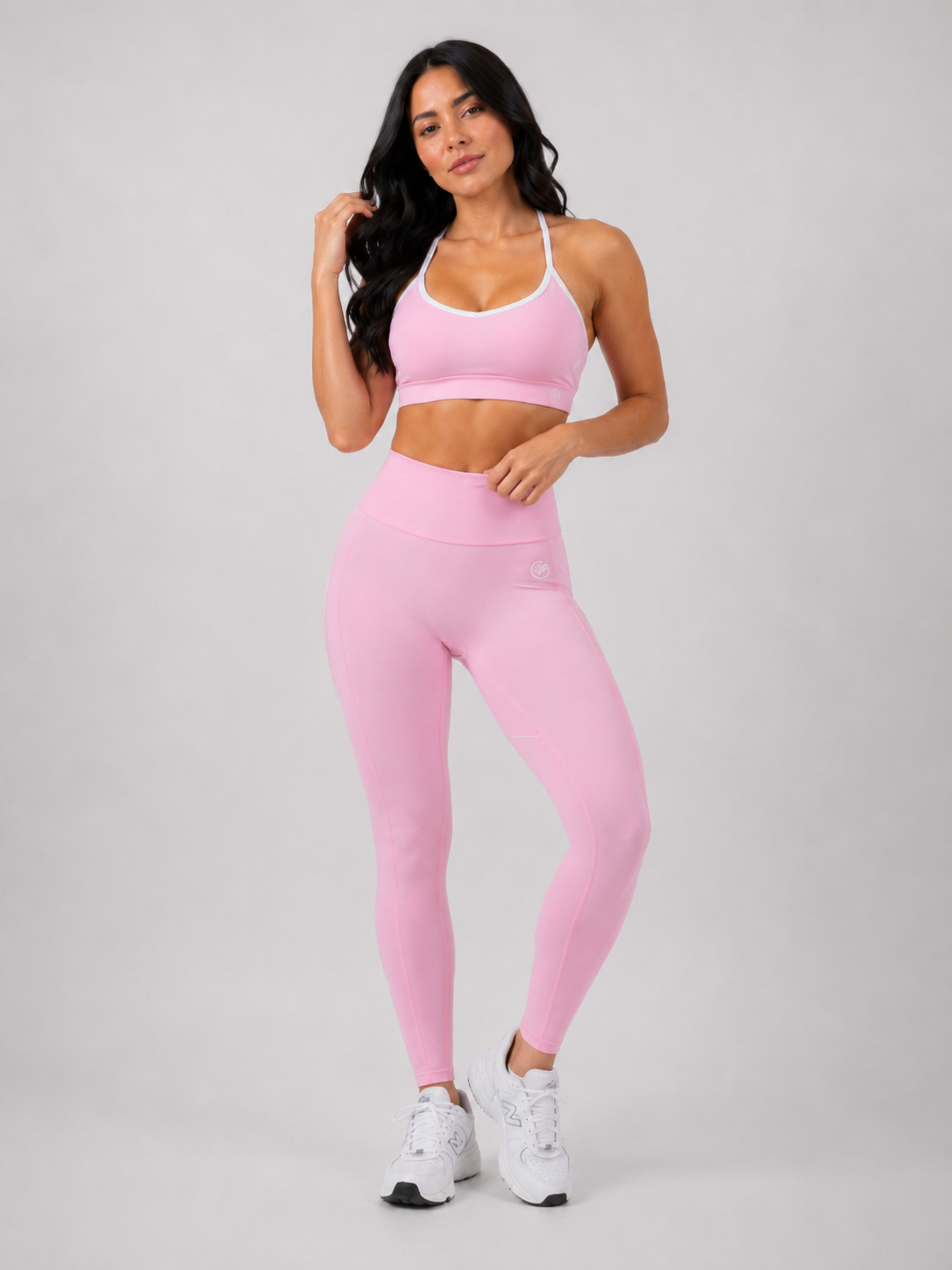 Light Pink & White Contour Set (Legging & Bra) | Seamless Gym Set | Galvis Sports