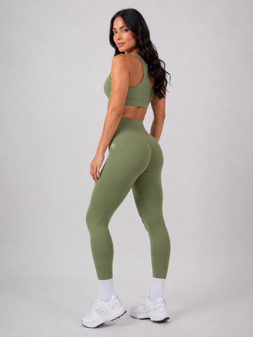 Seamless High-Waist Leggings – Green | Sculpting Squat Proof Fit | Galvis Sports