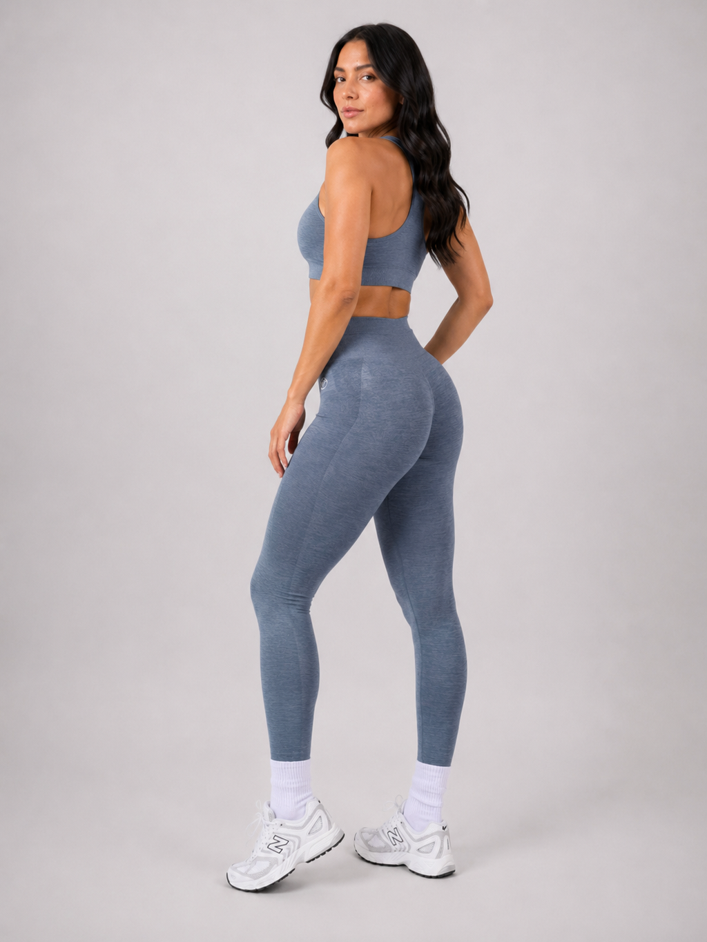 Seamless High-Waist Leggings – Light Blue | Sculpting Squat Proof Fit | Galvis Sports
