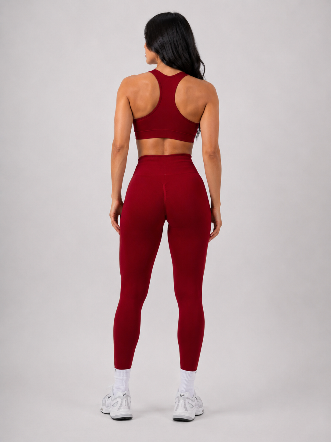 Seamless High-Waist Leggings – Deep Red | Sculpting Squat Proof Fit | Galvis Sports