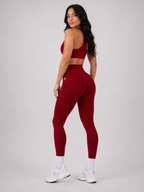 Seamless High-Waist Leggings – Deep Red | Sculpting Squat Proof Fit | Galvis Sports