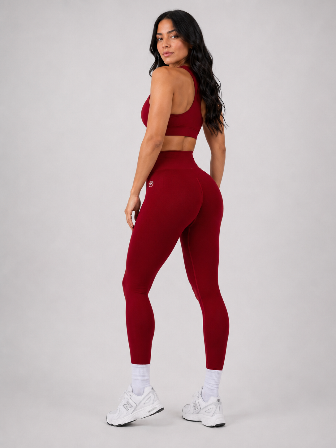 Seamless High-Waist Leggings – Deep Red | Sculpting Squat Proof Fit | Galvis Sports