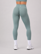 Scrunch Leggings – Soft Muted Green | Sculpting High-Waist Fit | Galvis Sports