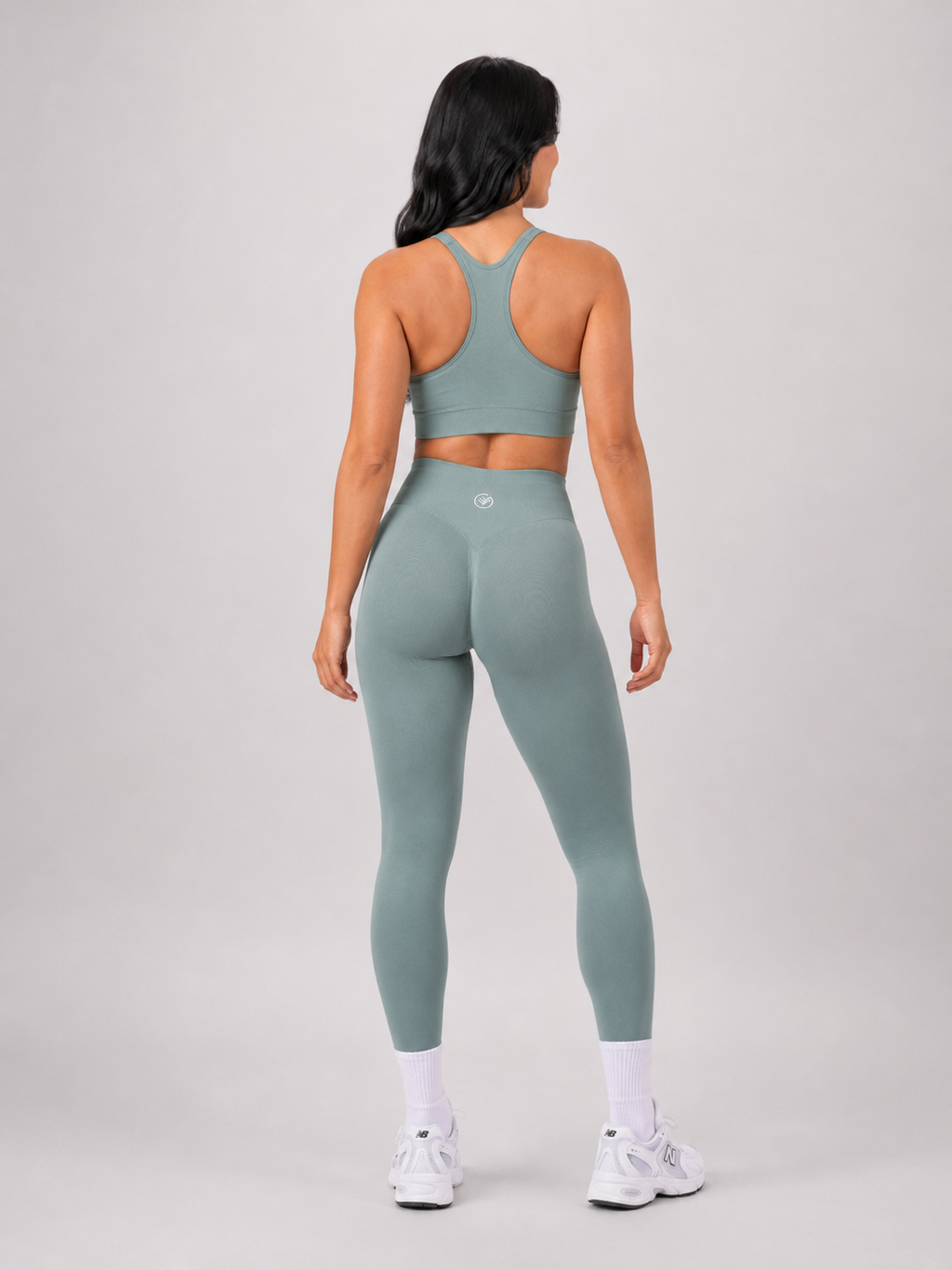 Scrunch Leggings – Soft Muted Green | Sculpting High-Waist Fit | Galvis Sports