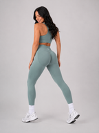 Scrunch Leggings – Soft Muted Green | Sculpting High-Waist Fit | Galvis Sports