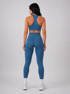 Seamless High-Waist Leggings – Blue Melange | Sculpting Gymwear | Galvis Sports