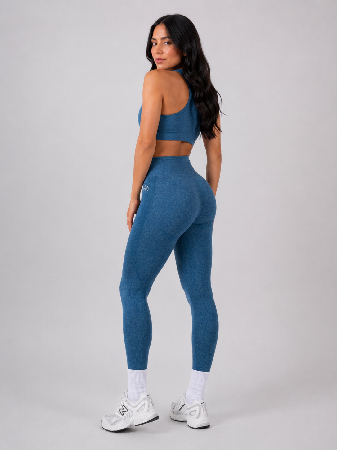 Seamless High-Waist Leggings – Blue Melange | Sculpting Gymwear | Galvis Sports