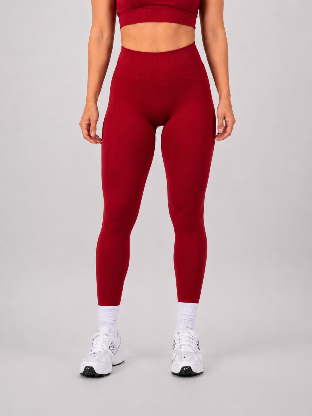 Scrunch Leggings – Deep Red | Sculpting High-Waist Fit | Galvis Sports