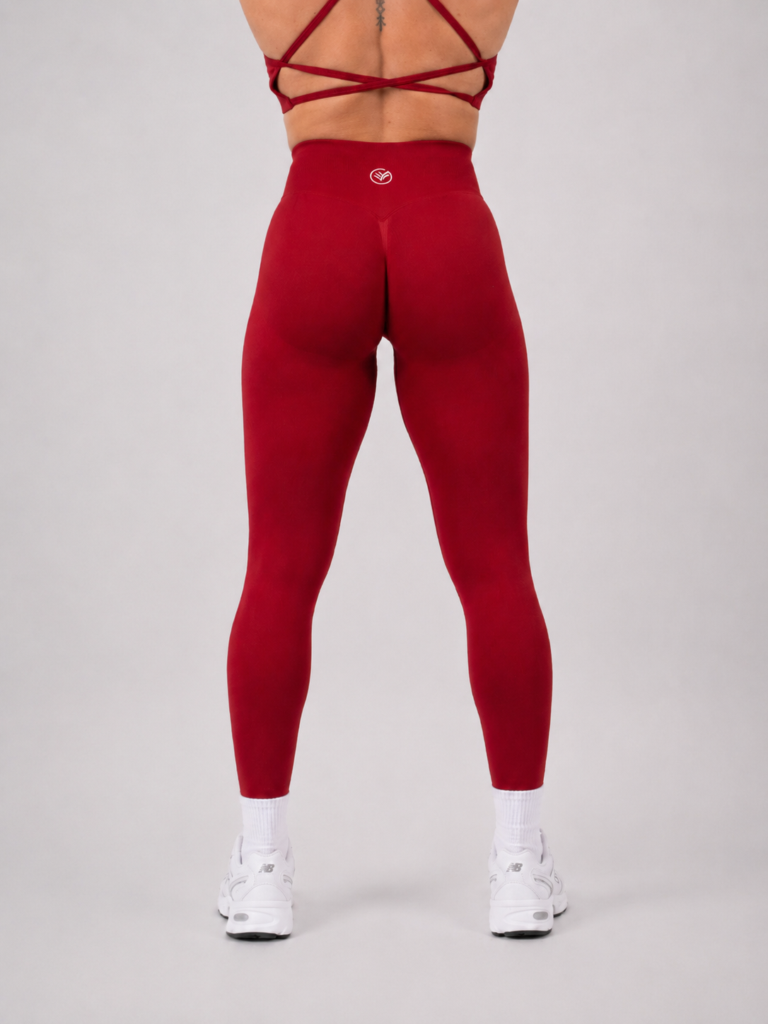 Scrunch Leggings – Deep Red | Sculpting High-Waist Fit | Galvis Sports