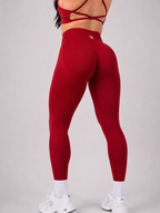 Scrunch Leggings – Deep Red | Sculpting High-Waist Fit | Galvis Sports