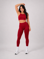 Scrunch Leggings – Deep Red | Sculpting High-Waist Fit | Galvis Sports