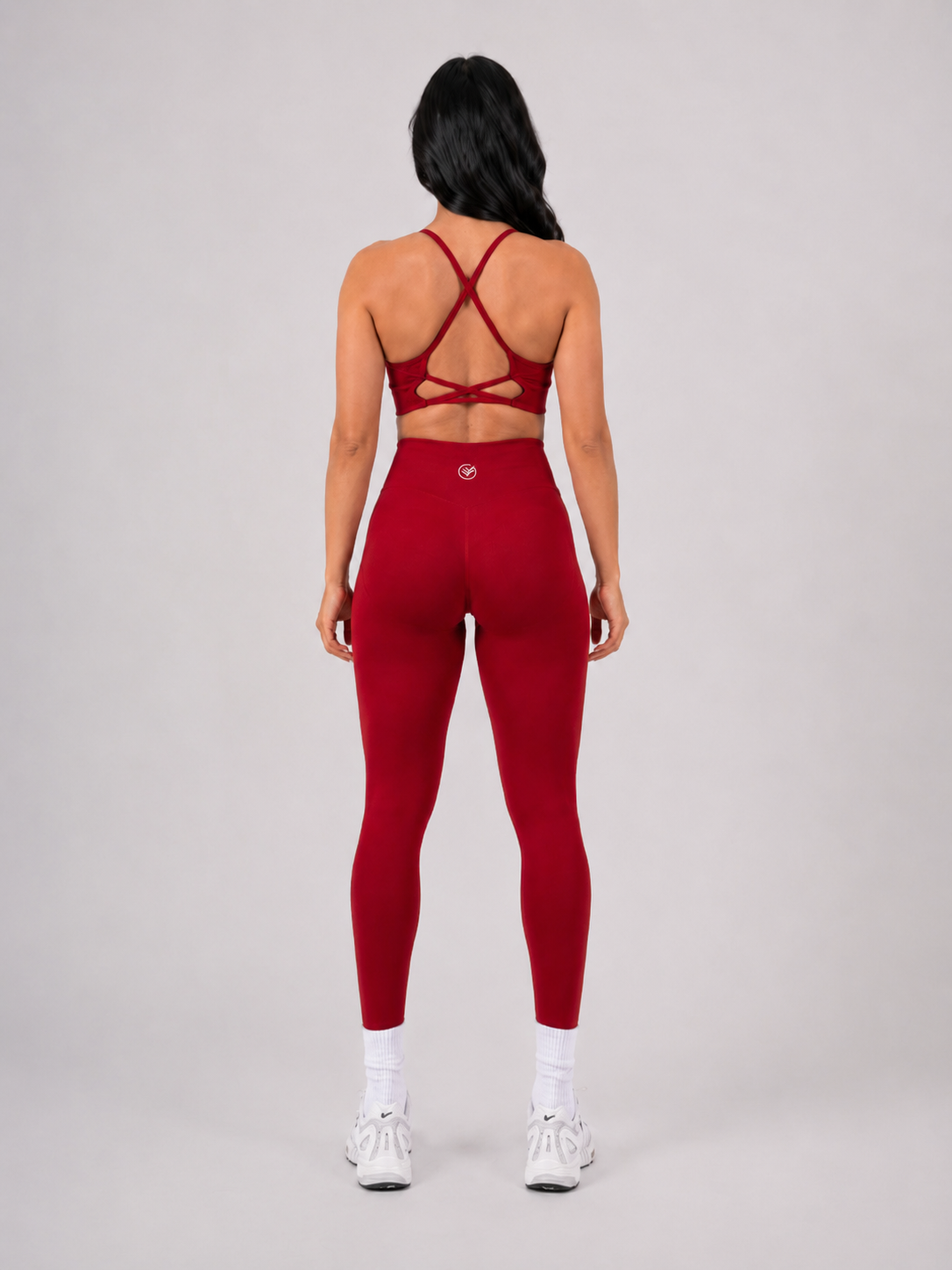 Scrunch Leggings – Deep Red | Sculpting High-Waist Fit | Galvis Sports