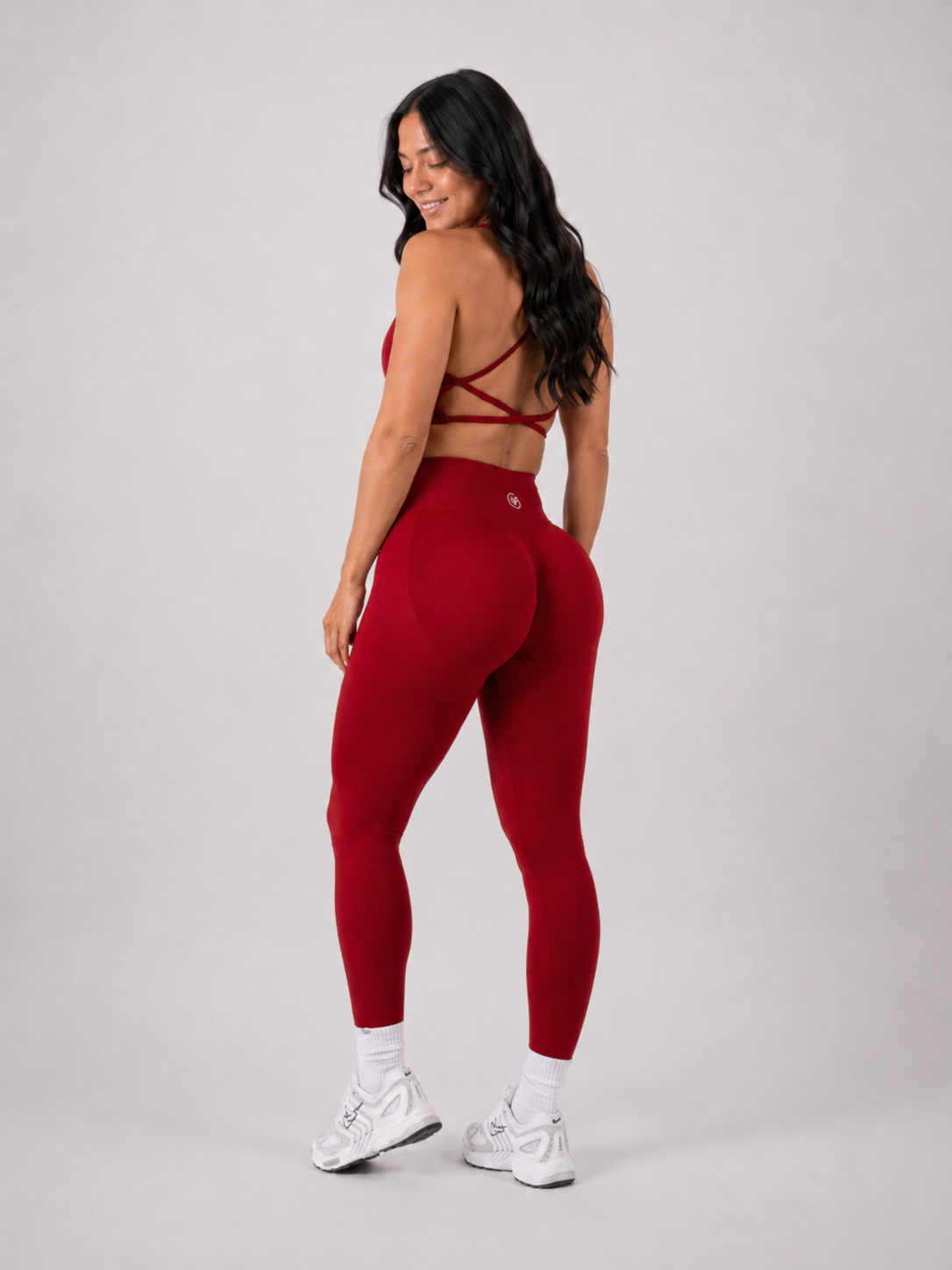 Scrunch Leggings – Deep Red | Sculpting High-Waist Fit | Galvis Sports