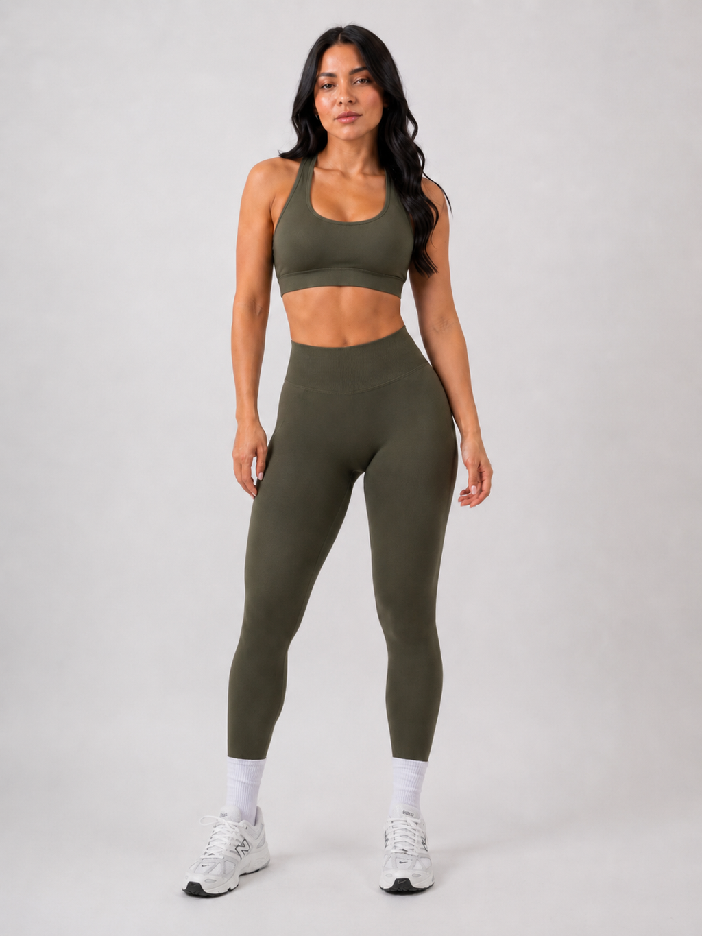 Scrunch Leggings – Army Green | Sculpting High-Waist Fit | Galvis Sports