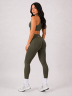 Scrunch Leggings – Army Green | Sculpting High-Waist Fit | Galvis Sports