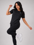 Flow Back Training Tee – Black | Women’s Performance Gym T-Shirt | Galvis Sports