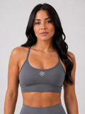 Strappy Performance Sports Bra – Grey | Women’s Supportive Gym Bra | Galvis Sports