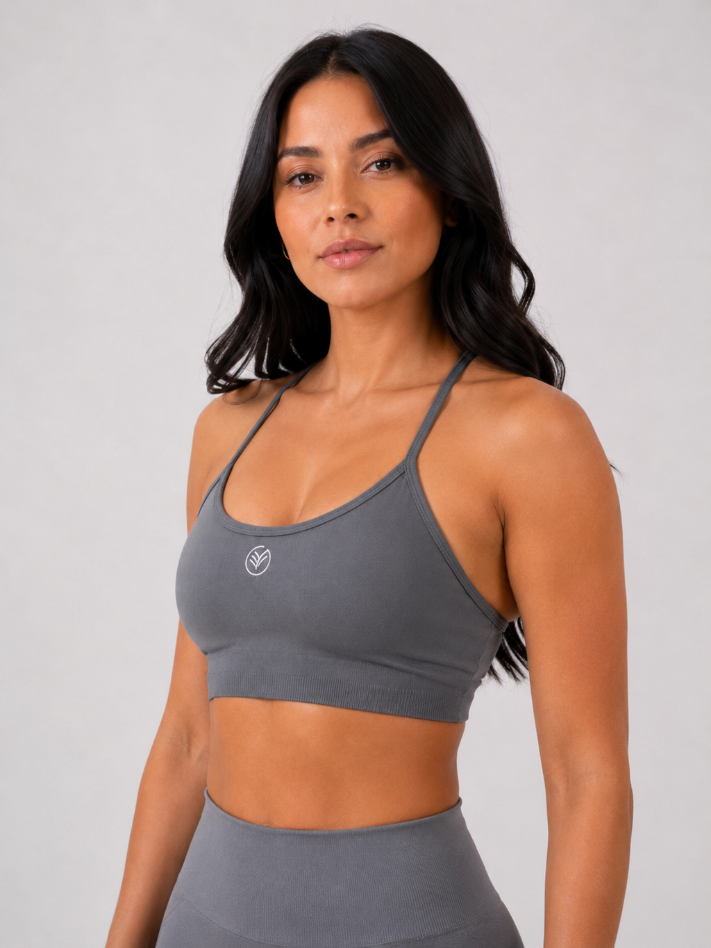 Strappy Performance Sports Bra – Grey | Women’s Supportive Gym Bra | Galvis Sports